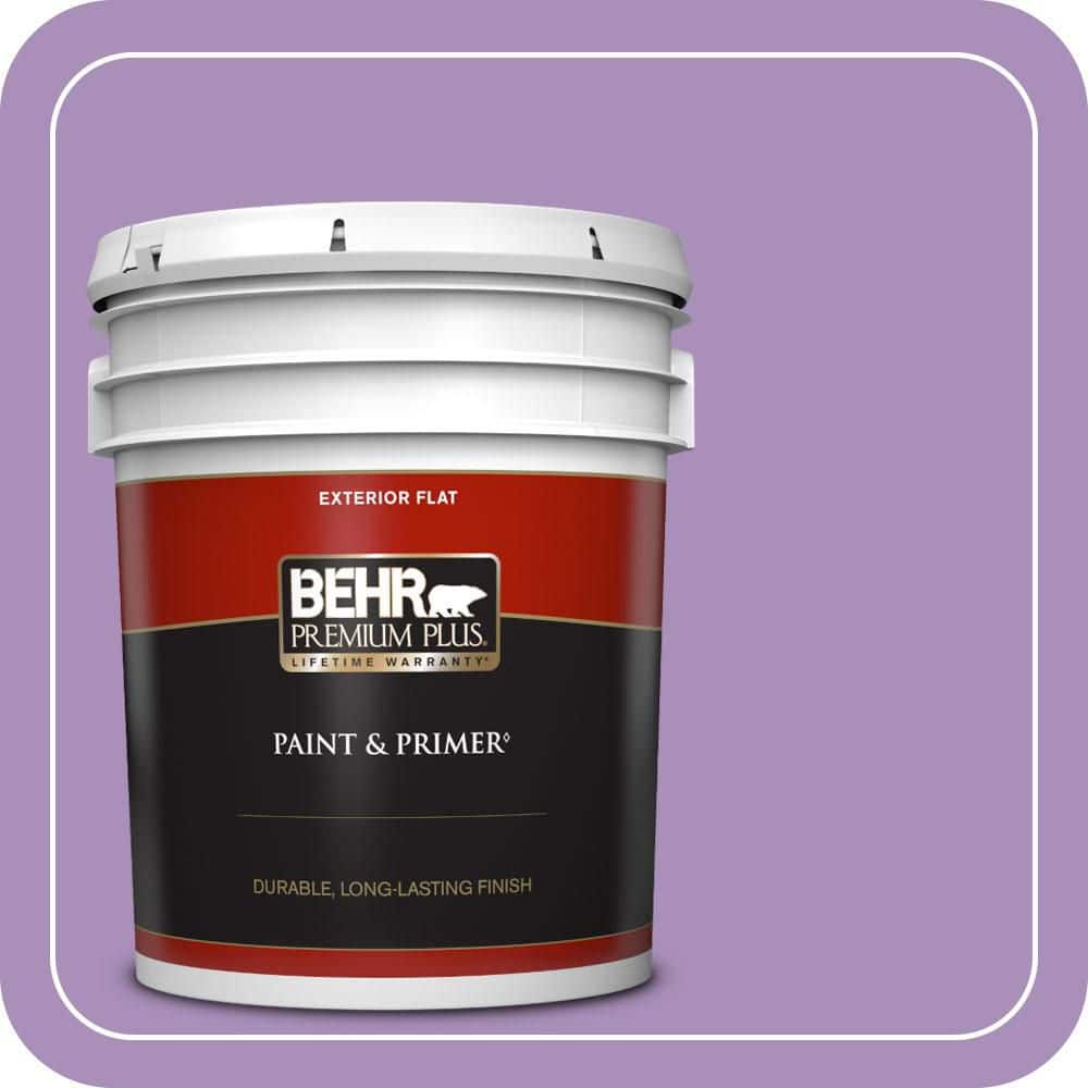 BEHR PREMIUM PLUS 5 gal. #650B-5 Garden Pansy Flat Exterior Paint & Primer