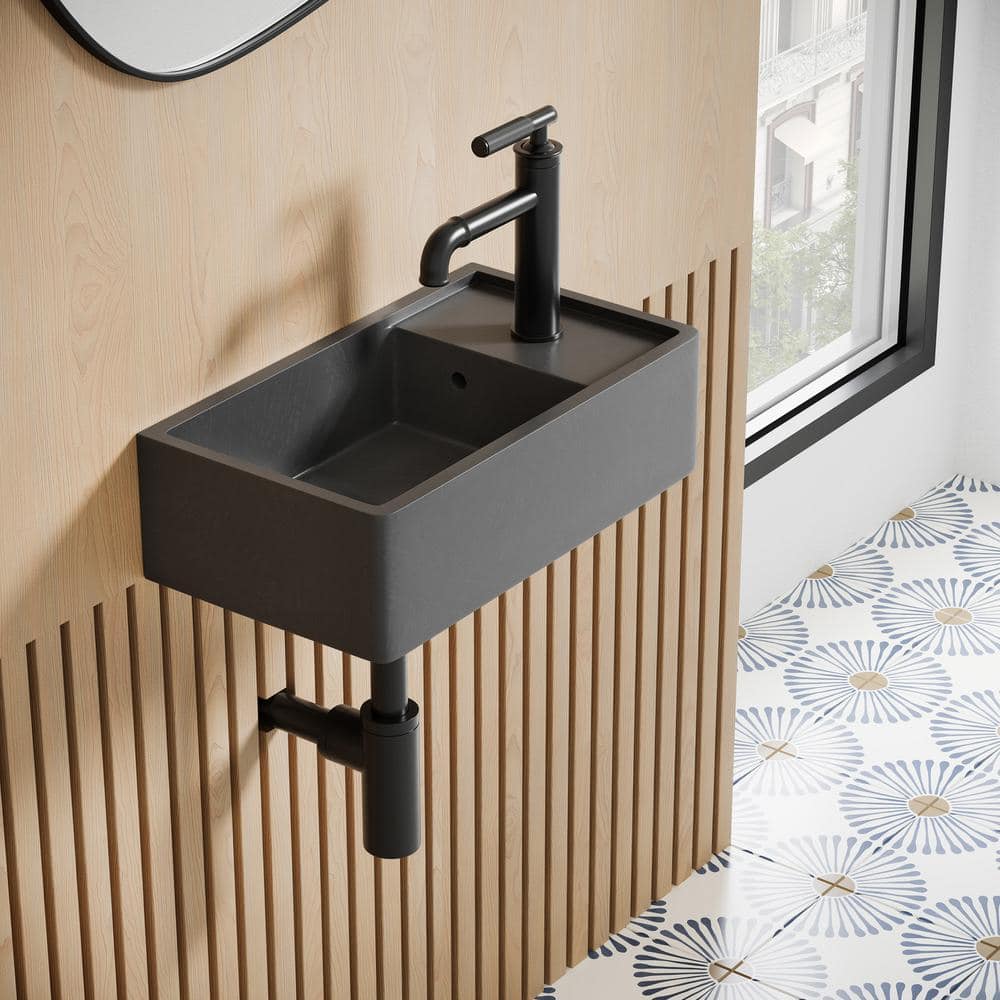 Swiss Madison Lisse 17.5 in. Rectangle Concrete Wall Mount Bathroom Vessel Sink in Dark Grey