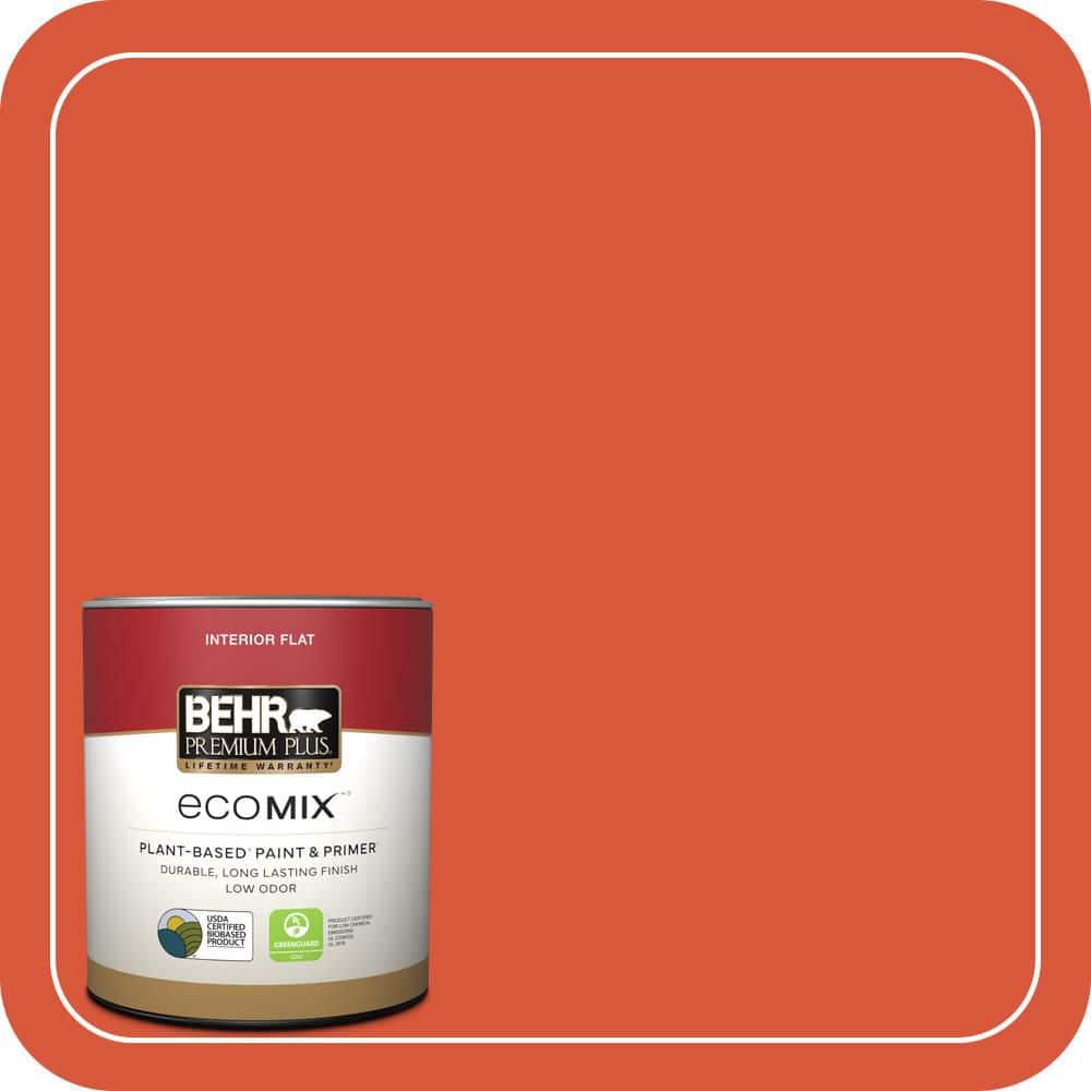 BEHR PREMIUM PLUS 1 qt. Home Decorators #HDC-MD-10G Mod Orange Flat EcoMix Plant-Based Interior Paint & Primer (1)