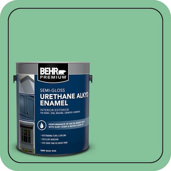 BEHR PREMIUM 1 gal. #P410-4 Willow Hedge Urethane Alkyd Semi-Gloss Enamel Interior/Exterior Paint (2)