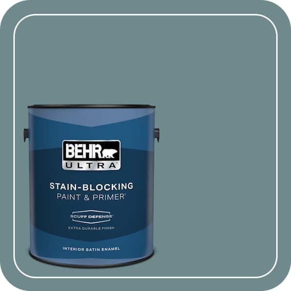 BEHR ULTRA 1 gal. #PPU13-06 Polaris Blue Extra Durable Satin Enamel Interior Paint & Primer (2)