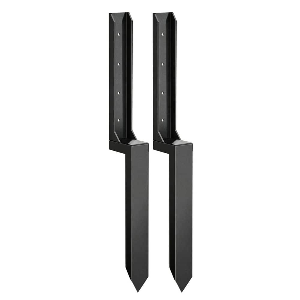 Wellco 33.46 in. Black Metal Heavy-Duty U-Shaped Fence Post Repair Brackets for Fixing Broken Fence (2-Pack) (1)