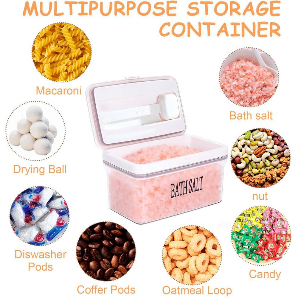 KHKFY Clear 29 oz. Airtight Bath Salt Jar with Magnetic Scoop and Flip-Top for Bath Salts, Bombs, Scrubs, Home (3)