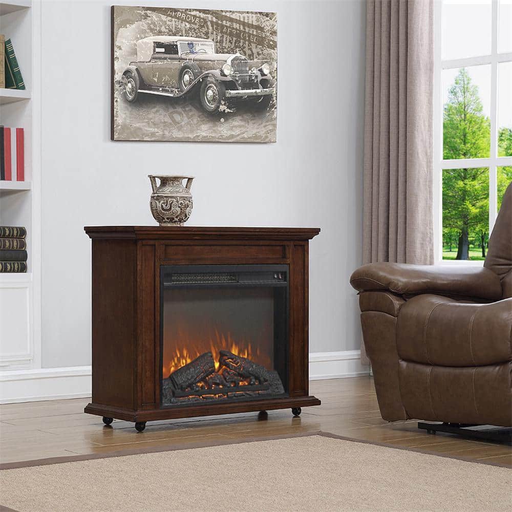 Unbranded Electric Fireplace Insert Realistic Flame Overheating Protection and Cost-Effective Heater with Log Set (2)