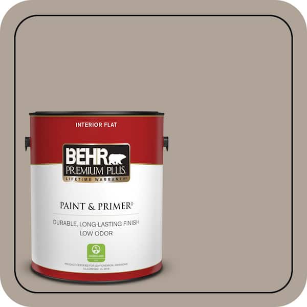 BEHR PREMIUM PLUS 1 gal. #MQ2-56 Abbey Stone Flat Low Odor Interior Paint & Primer (2)
