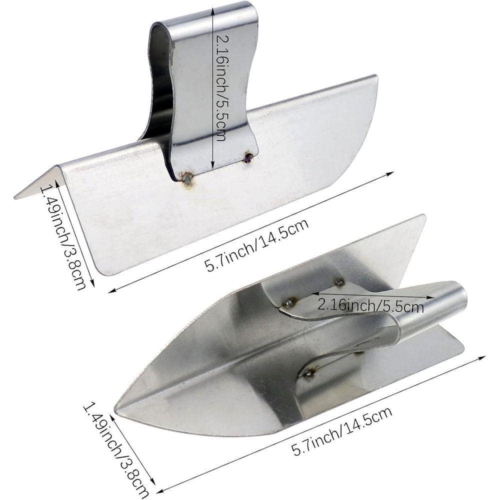 KIWDZFU 1.5 x 5.7 in. Stainless Steel Inner/Outer Wall Corner Trowel Plastering Tool, 2-Pack (2)