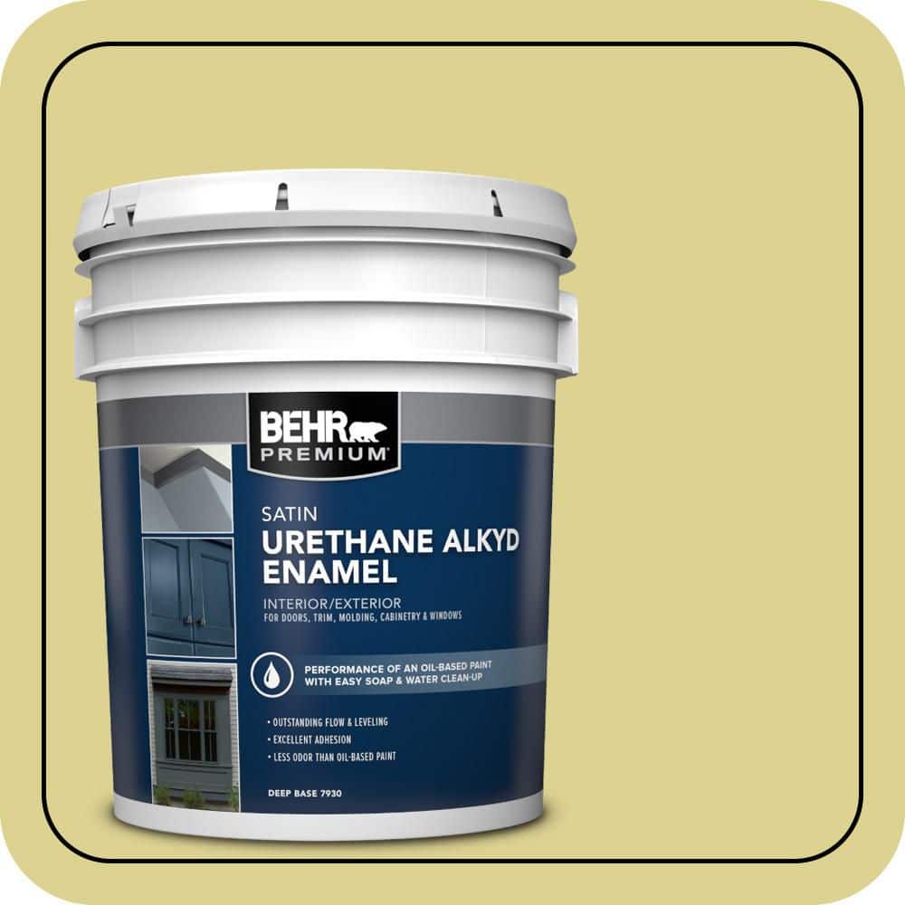 BEHR PREMIUM 5 gal. #T17-16 Thats My Lime Urethane Alkyd Satin Enamel Interior/Exterior Paint