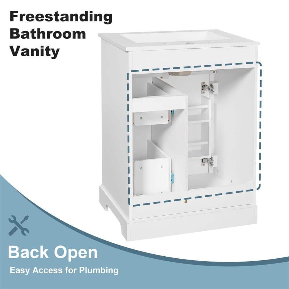 Zeus & Ruta 24 in. Bath Vanity Cabinet without Top in White Assembled with 2-Tier Door Storage Rack (3)