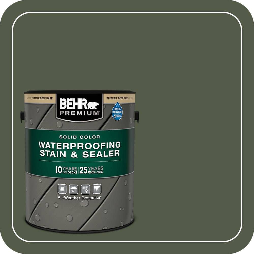 BEHR PREMIUM 1 gal. #SC-120 Ponderosa Green Solid Color Waterproofing Exterior Wood Stain and Sealer
