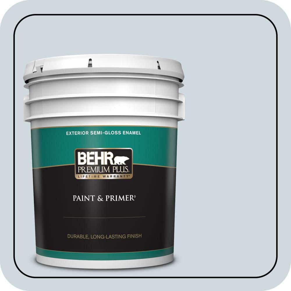 BEHR PREMIUM PLUS 5 gal. #MQ3-57 Siberian Ice Semi-Gloss Enamel Exterior Paint & Primer