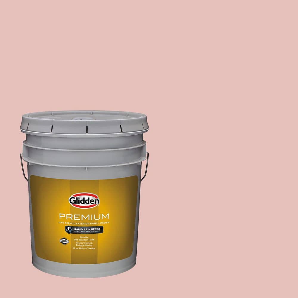 Glidden Premium 5 gal. PPG1057-3 Rose Petal Semi-Gloss Exterior Latex Paint
