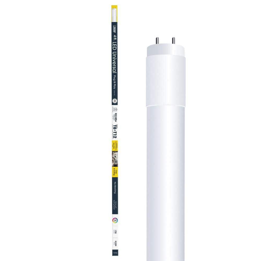 Feit Electric 14-Watt 4 ft. T8/T12 G13 Type A Plug and Play Linear LED Tube Light Bulb, Warm White 3000K