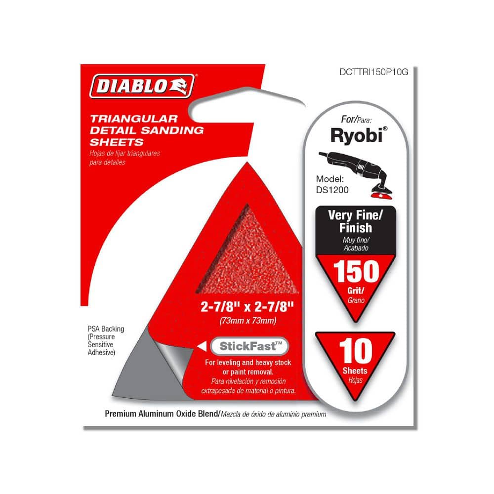 DIABLO 2-7/8 in. 2-7/8 in. 150-Grit StickFast Triangular Detail Sanding Sheets (3)