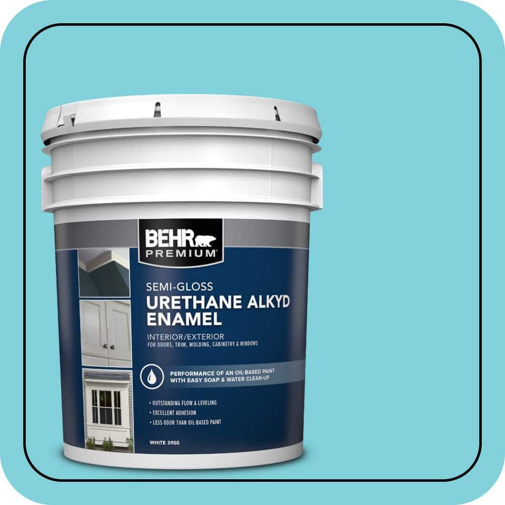 BEHR PREMIUM 5 gal. #P470-3 Sea of Tranquility Urethane Alkyd Semi-Gloss Enamel Interior/Exterior Paint