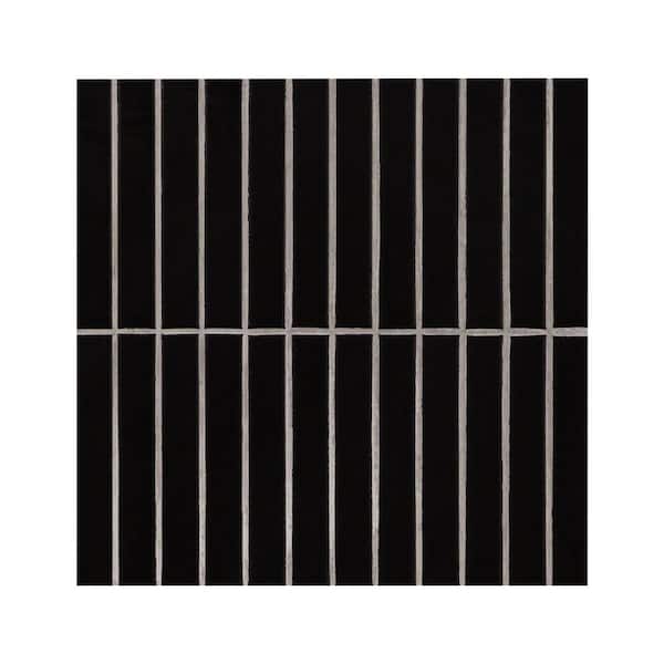 MSI Retro Nero Stacked 12 in. x 12 in. x 0.24 in. Matte Porcelain Mesh-Mounted Mosaic Tile (0.94 sq. ft./Each) (2)