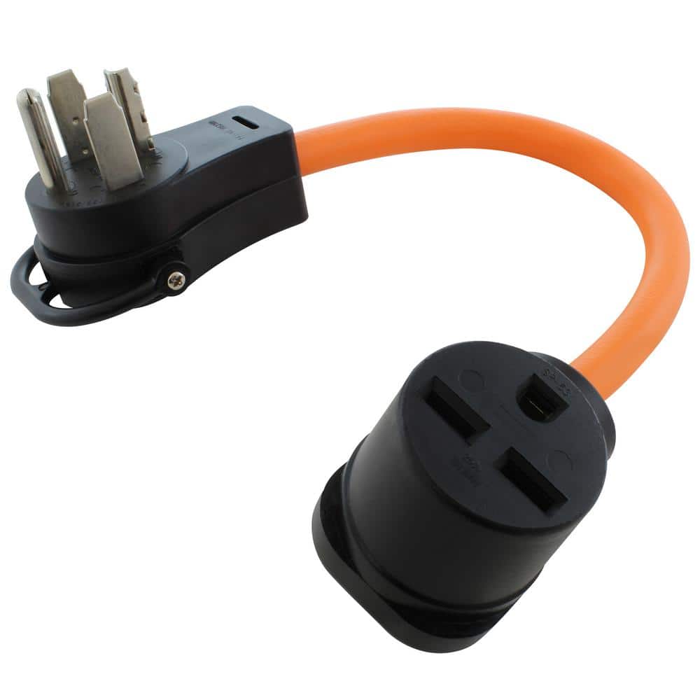 AC WORKS 1.5 ft. 14-30P 4-Prong Dryer Plug to 6-30R 3-Prong 30 Amp 250 Volt HVAC Female Adapter