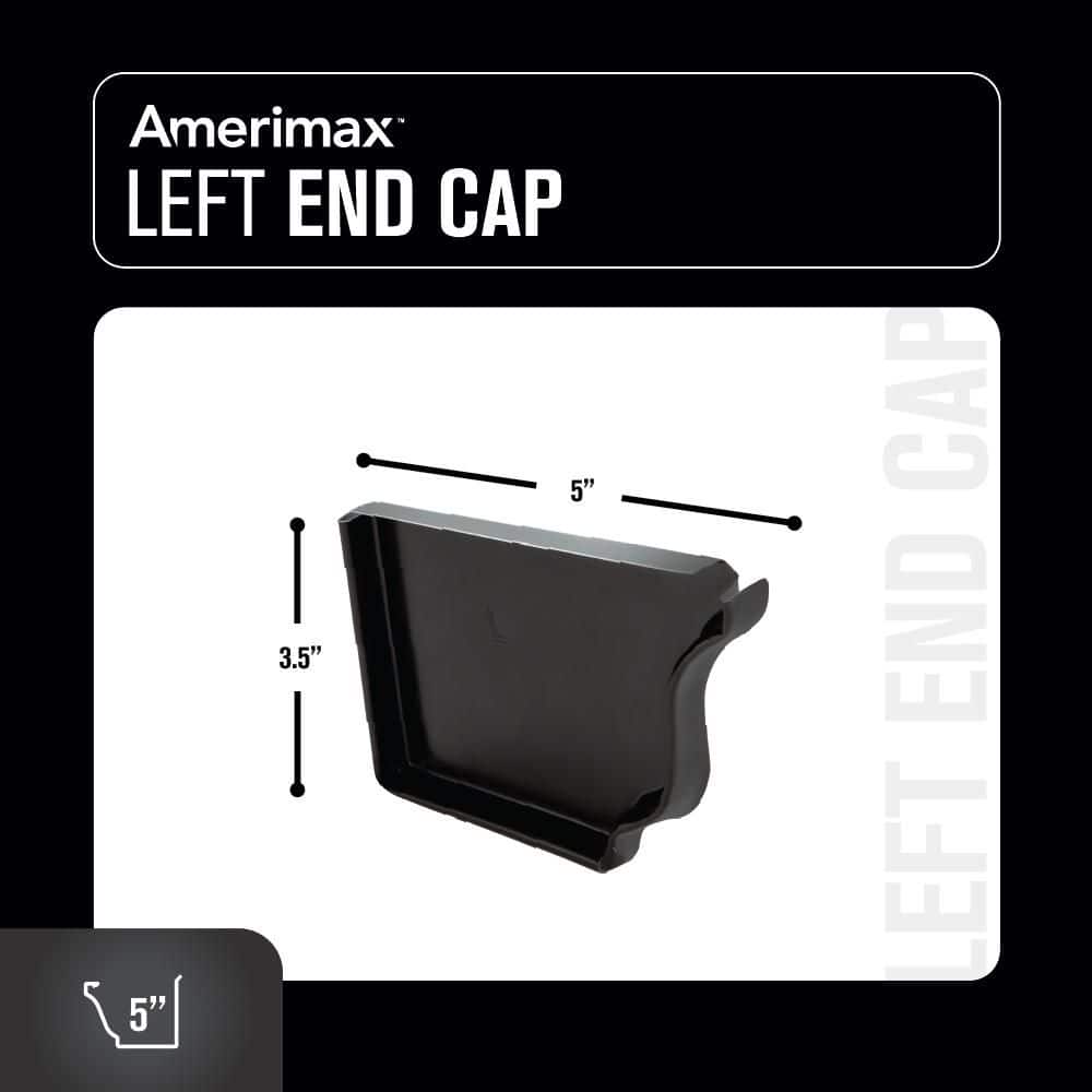 Amerimax Home Products 5 in. Black Aluminum Left End Cap (3)