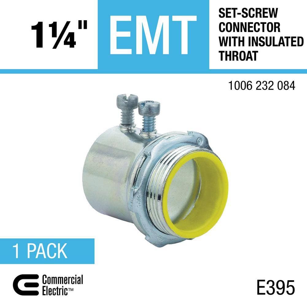 Commercial Electric 1-1/4 in. Electrical Metallic Tubing (EMT) Set-Screw Connector with Insulated Throat (4)