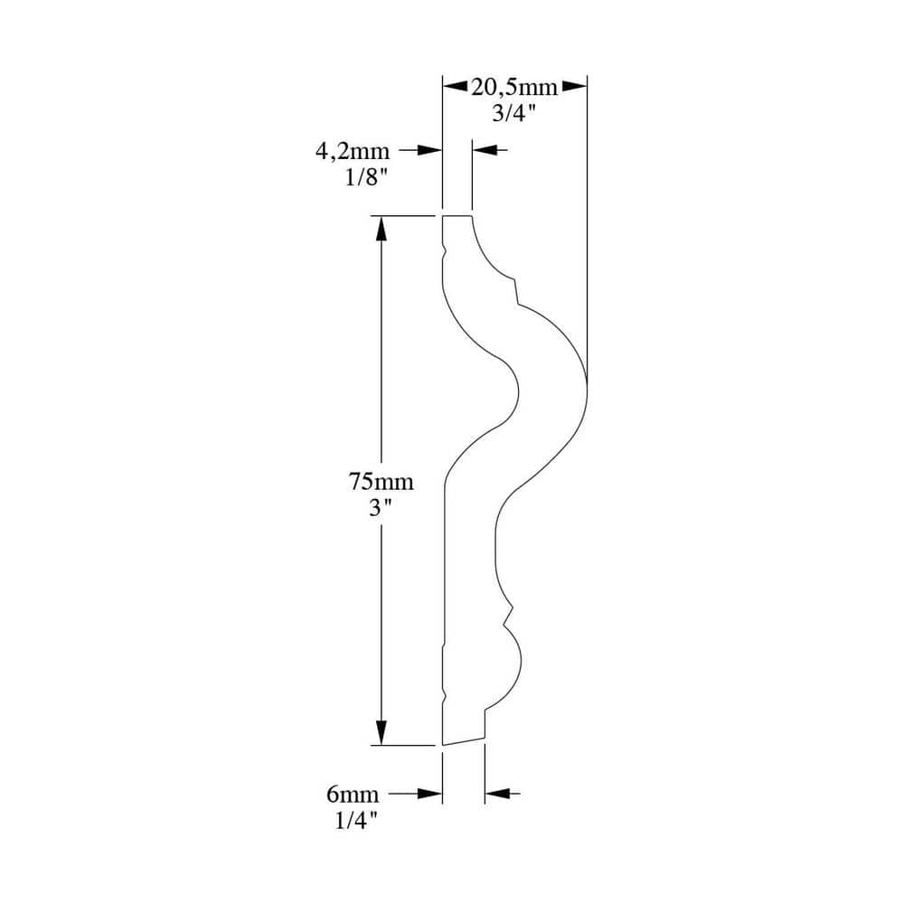 ORAC DECOR 3/4 in. D x 3 in. W x 78- 3/4 in. W L. Primed White Plain Polystyrene Panel Moulding (3-Pack) (2)