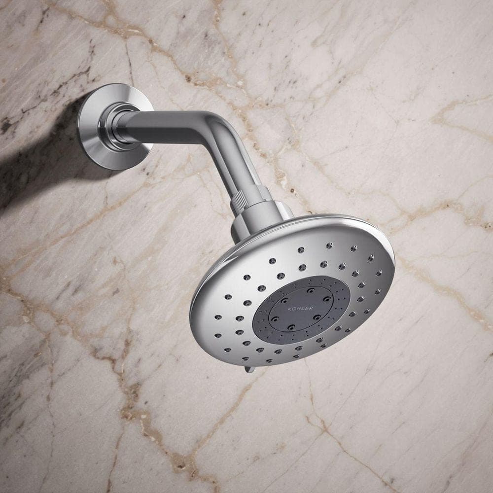 KOHLER Daisyfield 6-Spray Patterns with 1.75 GPM 4.94 in. Wall Mount Fixed Shower Head in Polished Chrome (3)