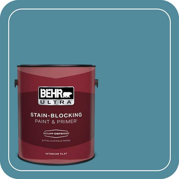 BEHR ULTRA 1 gal. #S460-5 Blue Square Extra Durable Flat Interior Paint & Primer (2)