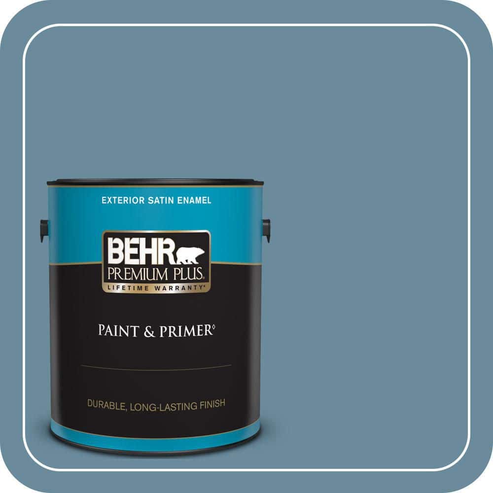BEHR PREMIUM PLUS 1 gal. #550F-5 Winter Lake Satin Enamel Exterior Paint & Primer