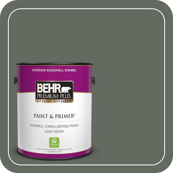 BEHR PREMIUM PLUS 1 gal. #N410-6 Pinecone Hill Eggshell Enamel Low Odor Interior Paint & Primer (2)