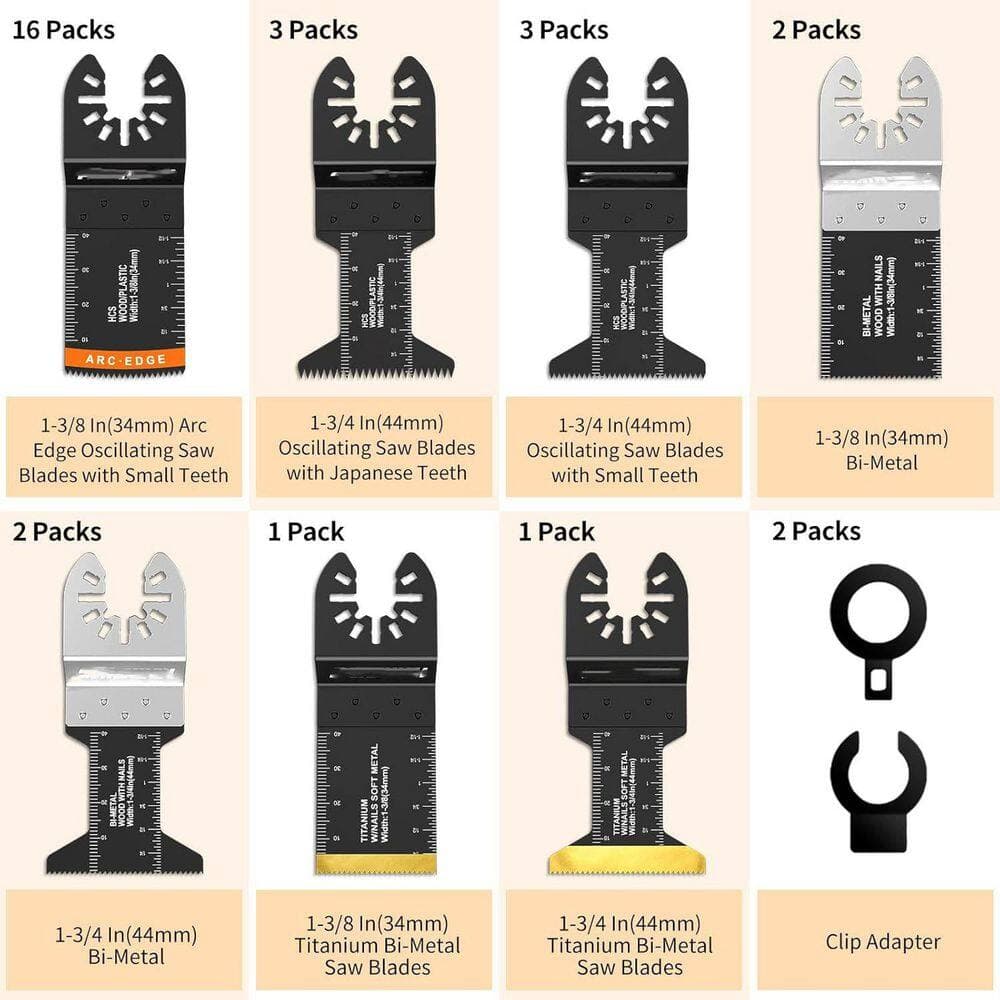 Unbranded 30 PCS Titanium Oscillating Saw Blades with Curved-Edge Design for Wood Metal Compatible with Dewalt Ryobi (30-Pack) (3)
