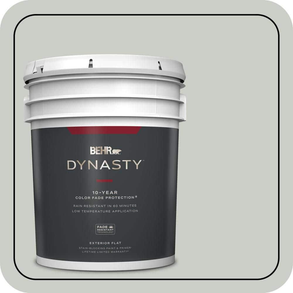 BEHR DYNASTY 5 gal. #PWL-89 Silver Setting Flat Exterior Stain-Blocking Paint & Primer