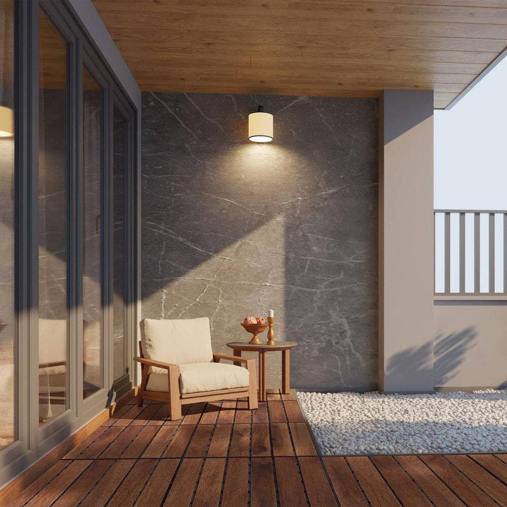 Tatayosi 12 in. x 12 in. Striped Pattern Outdoor Acacia Wood Interlocking Deck Tiles in Brown (10-Pieces) (2)