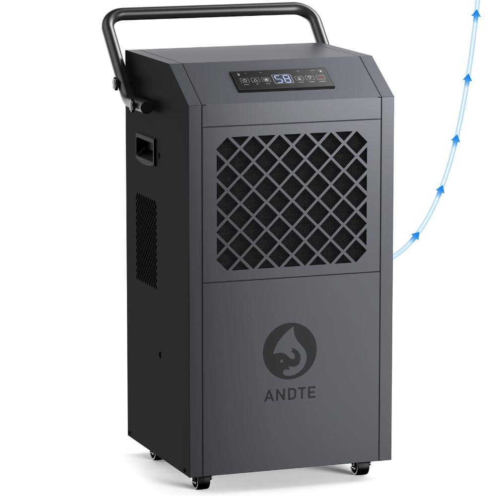 KucyBor 190 pt. 6500 sq.ft. Commercial Dehumidifier in Gray with Pump, Auto Defrost, Timer, Water Damage Restoration (1)