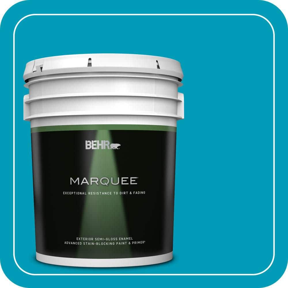 BEHR MARQUEE 5 gal. #520B-6 Brilliant Sea Semi-Gloss Enamel Exterior Paint & Primer