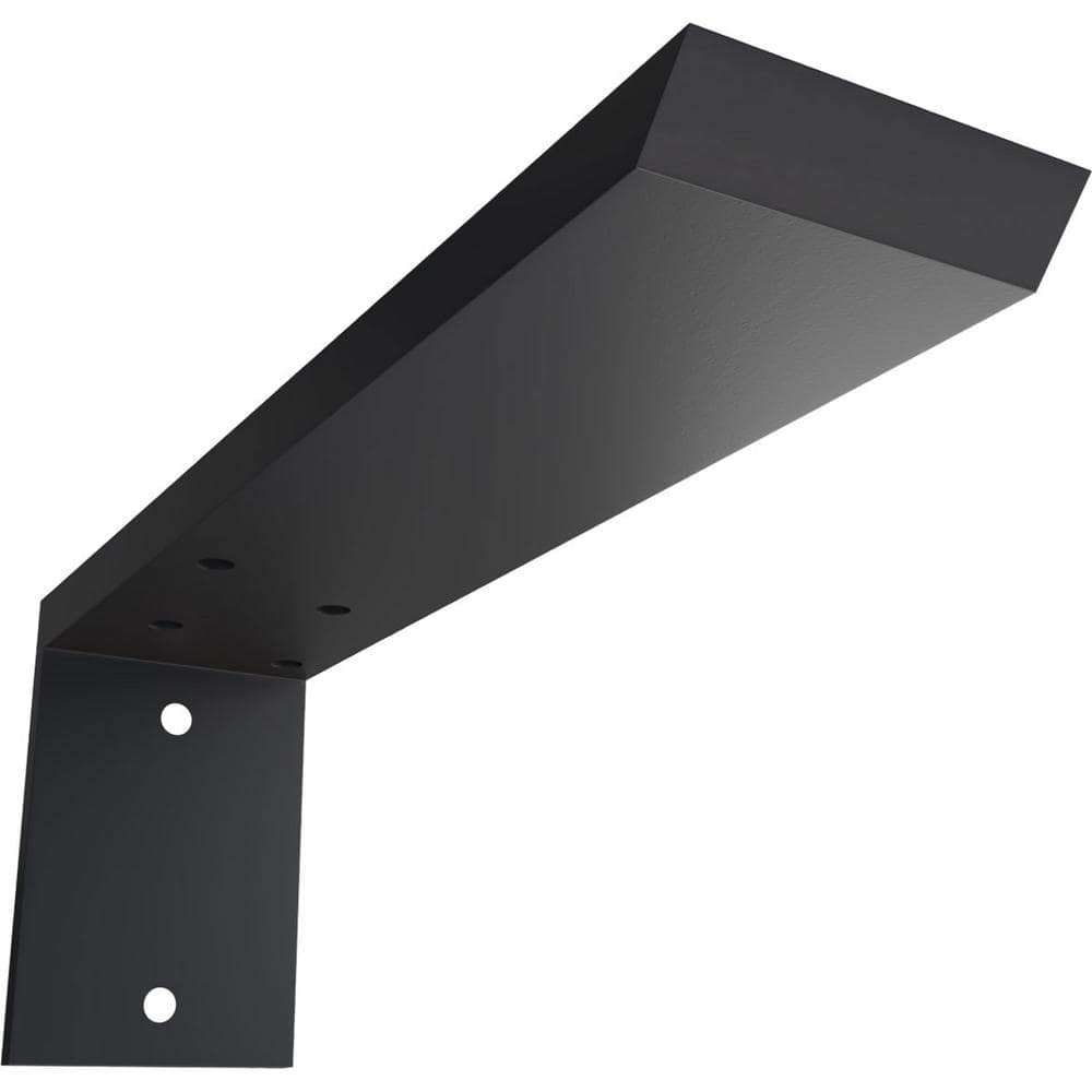Ekena Millwork 2-1/2 in. x 10 in. x 4 in. Hidden Support Steel Powder Coated Black Heavy-Duty Bracket with Back Plate (1)