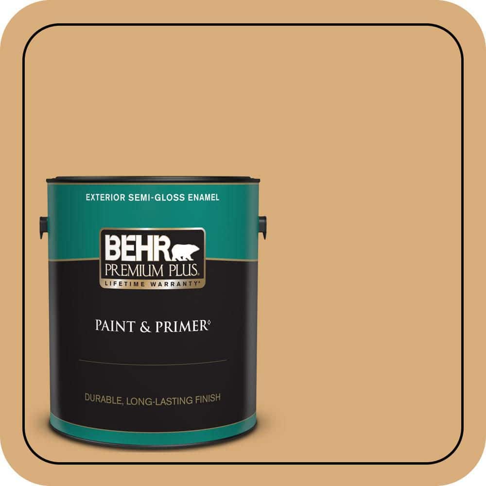 BEHR PREMIUM PLUS 1 gal. #PPU6-05 Cork Semi-Gloss Enamel Exterior Paint & Primer