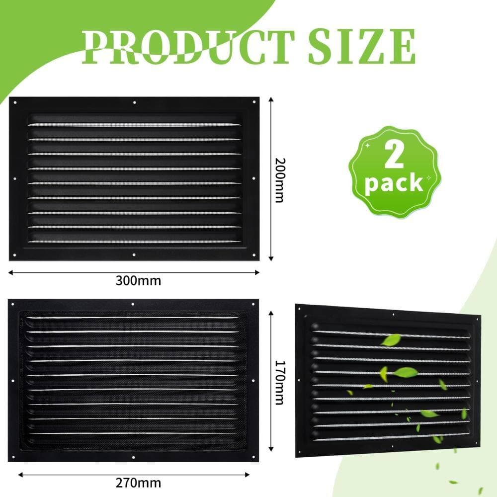 Unbranded 8 in x 12 in Metal Attic Vent Louvered Gable Vent Grille with Screen Mesh for Garage Shed 2 Pack (3)