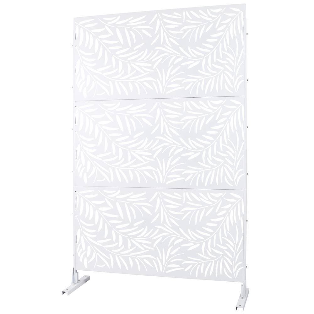 Boosicavelly 6.33 ft. x 4 ft. Privacy Fence Screen White Steel for Garden Fence (2)