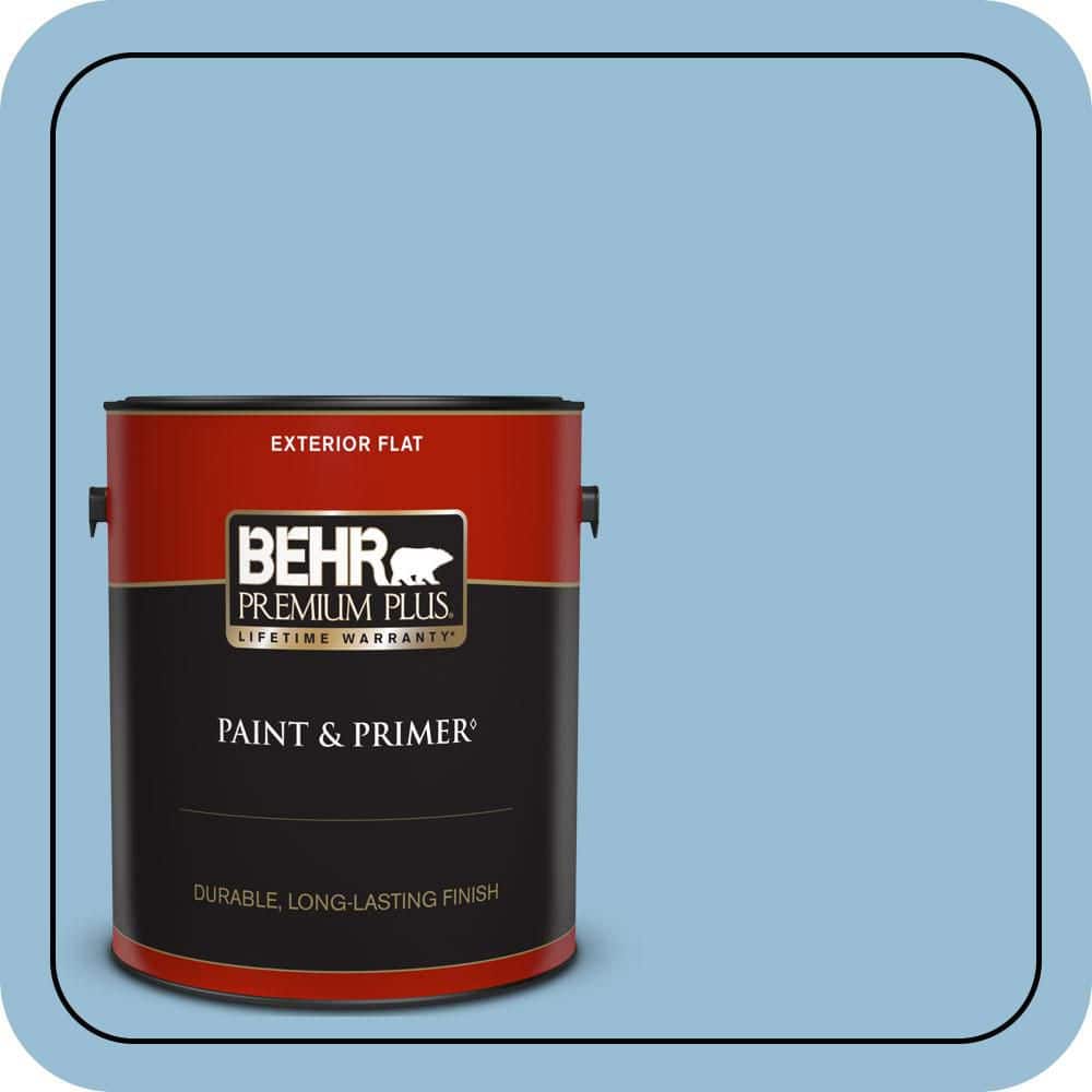 BEHR PREMIUM PLUS 1 gal. #PPU14-11 Gentle Sky Flat Exterior Paint & Primer (1)