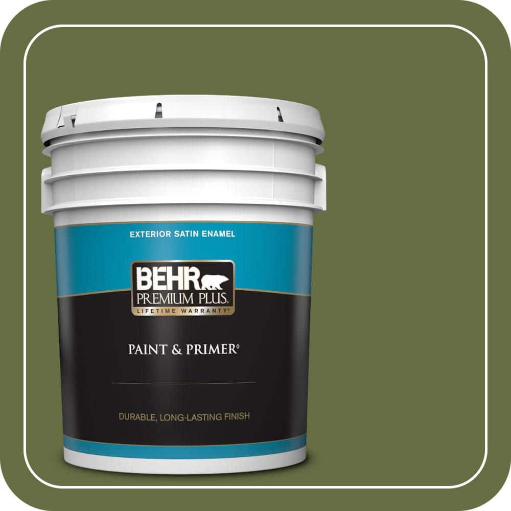 BEHR PREMIUM PLUS 5 gal. #MQ6-62 Coconut Grove Satin Enamel Exterior Paint & Primer