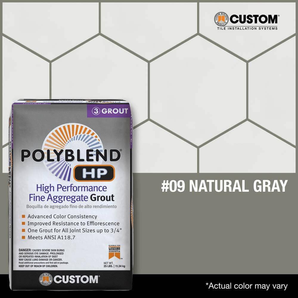 Custom Building Products Polyblend HP #09 Natural Gray 25lb High Performance Fine Aggregate Grout (3)