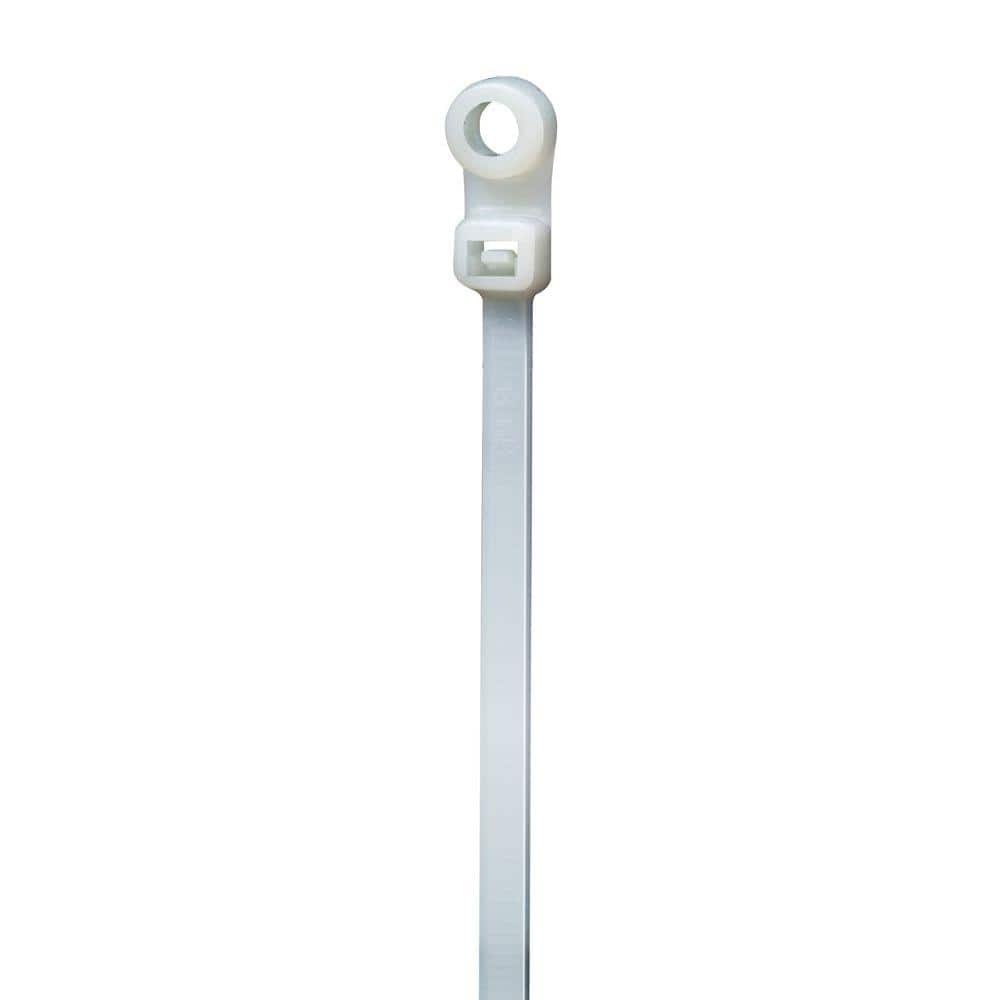 Commercial Electric 8in Mountable 75lb Tensile Strength UL 21 Rated Cable Zip Ties 10 Pack Natural (White) (3)