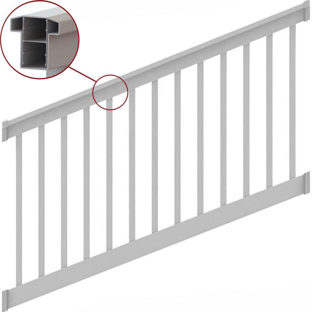 Unbranded T-Top 96 in. x 36 in. Stair Rail Kit White with Square Balusters 28-38 degrees