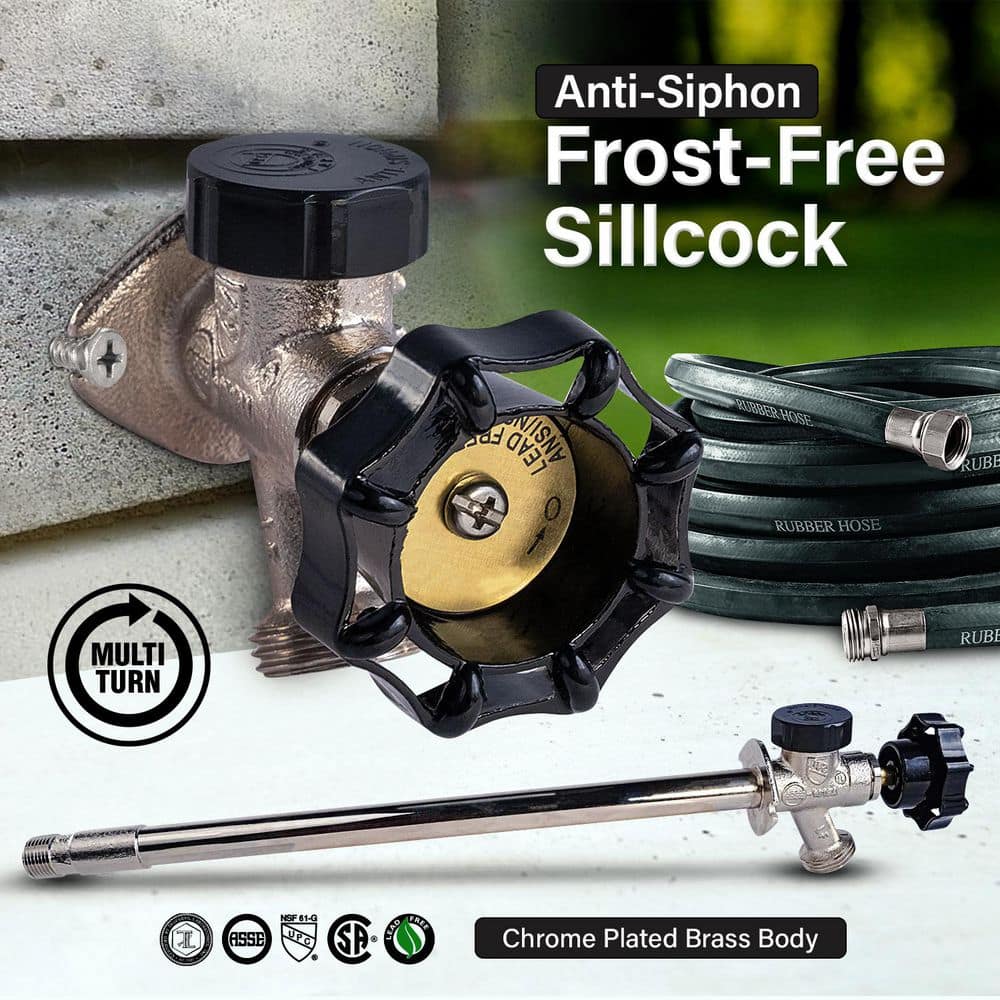 PLUMBFLEX 10 in. Anti-Siphon 3/4 in. Sillcock Valve Frost Free Outdoor Wall Faucet with 1/2 in. MIP/Sweat and Hose Bib (3)