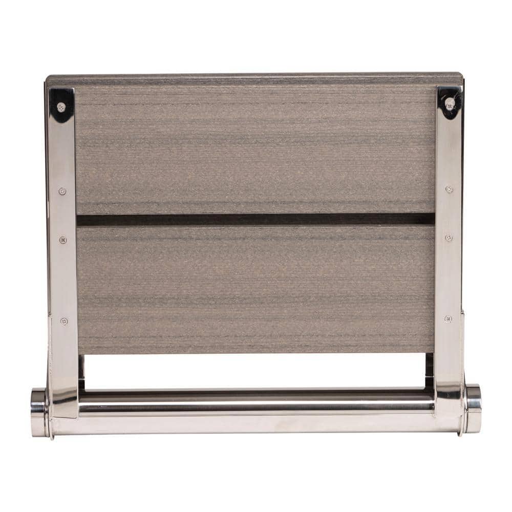 Grabcessories 18 in. Wall Mounted Fold Down Composite Shower Seat in Coastal Gray Wood Grain Finish with a Brushed Nickel Frame (2)