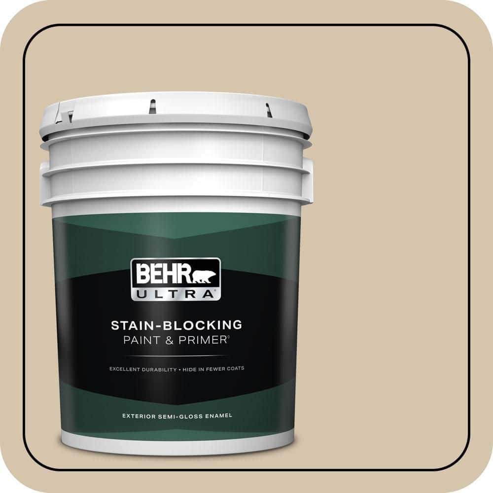 BEHR ULTRA 5 gal. #YL-W11 Khaki Shade Semi-Gloss Enamel Exterior Paint & Primer