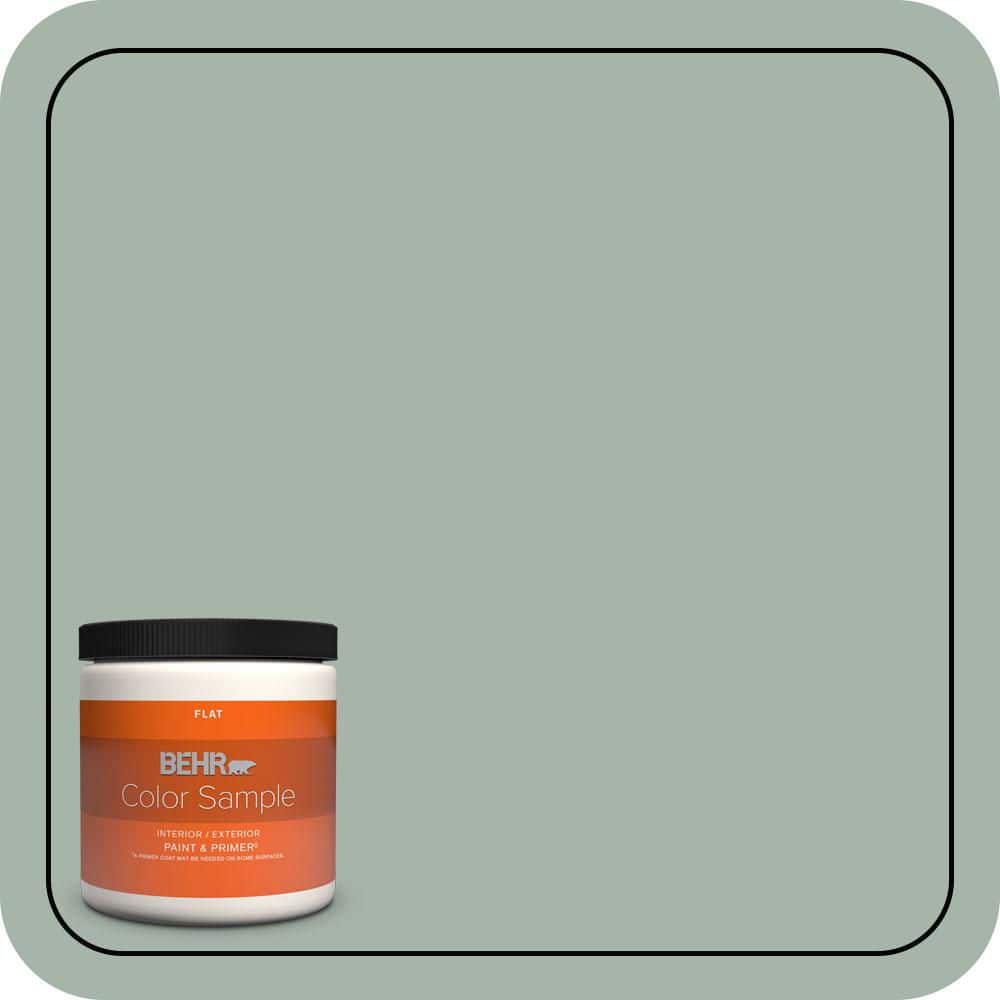 BEHR PREMIUM PLUS 8 oz. #PMD-100 Aquatone Flat Interior/Exterior Paint & Primer Color Sample