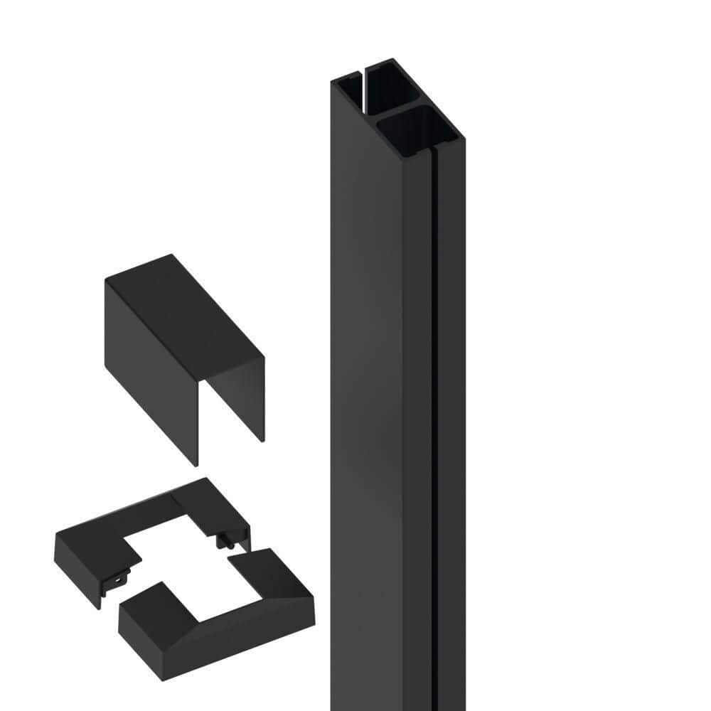Barrette Outdoor Living 2 in. x 4 in. x 36 in. Elevation Aluminum Matte Black Line Post for Cable Railing System (3)
