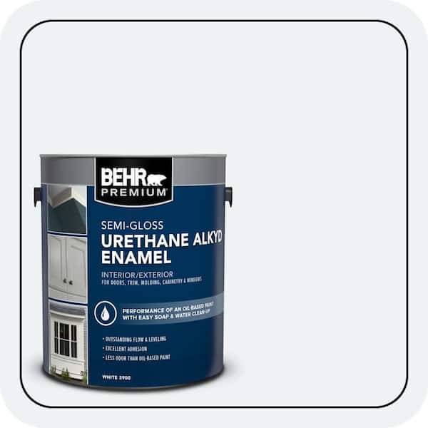 BEHR PREMIUM 1 gal. #BL-W10 Maui Mist Urethane Alkyd Semi-Gloss Enamel Interior/Exterior Paint (2)