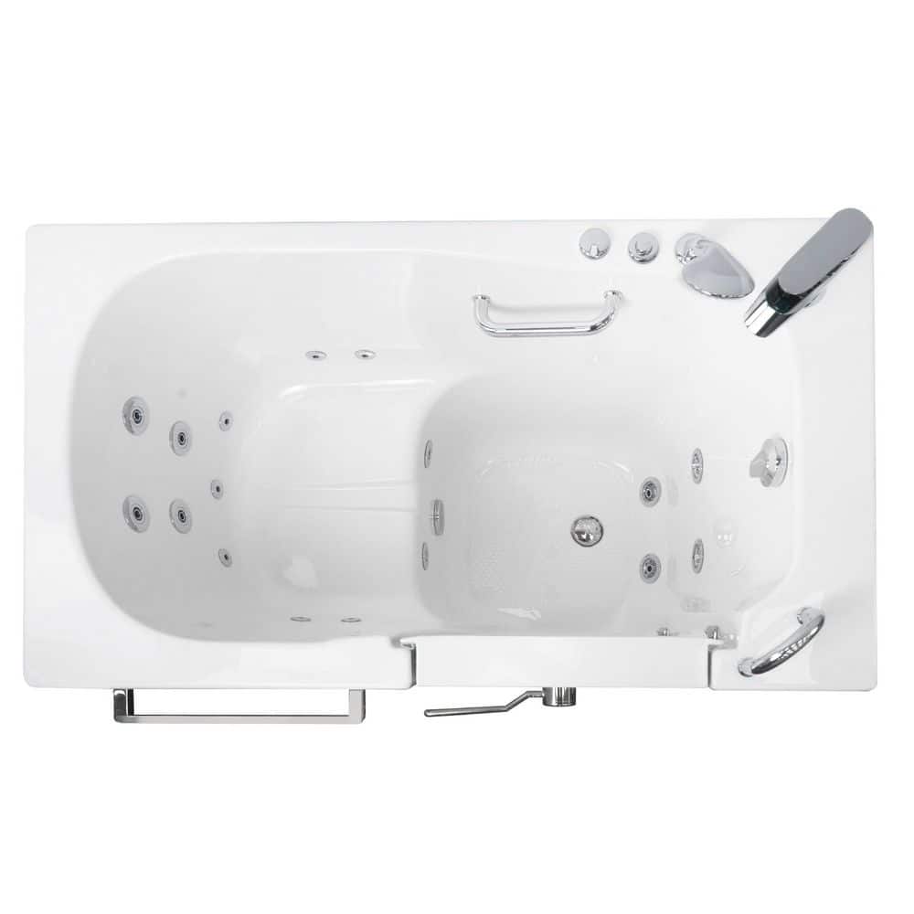 Ella Zen 52 in. x 29.50 in. Right Drain Walk-In Whirlpool Bathtub in White, Inward Swing Door, 2 Piece Faucet, Heated Seat (3)
