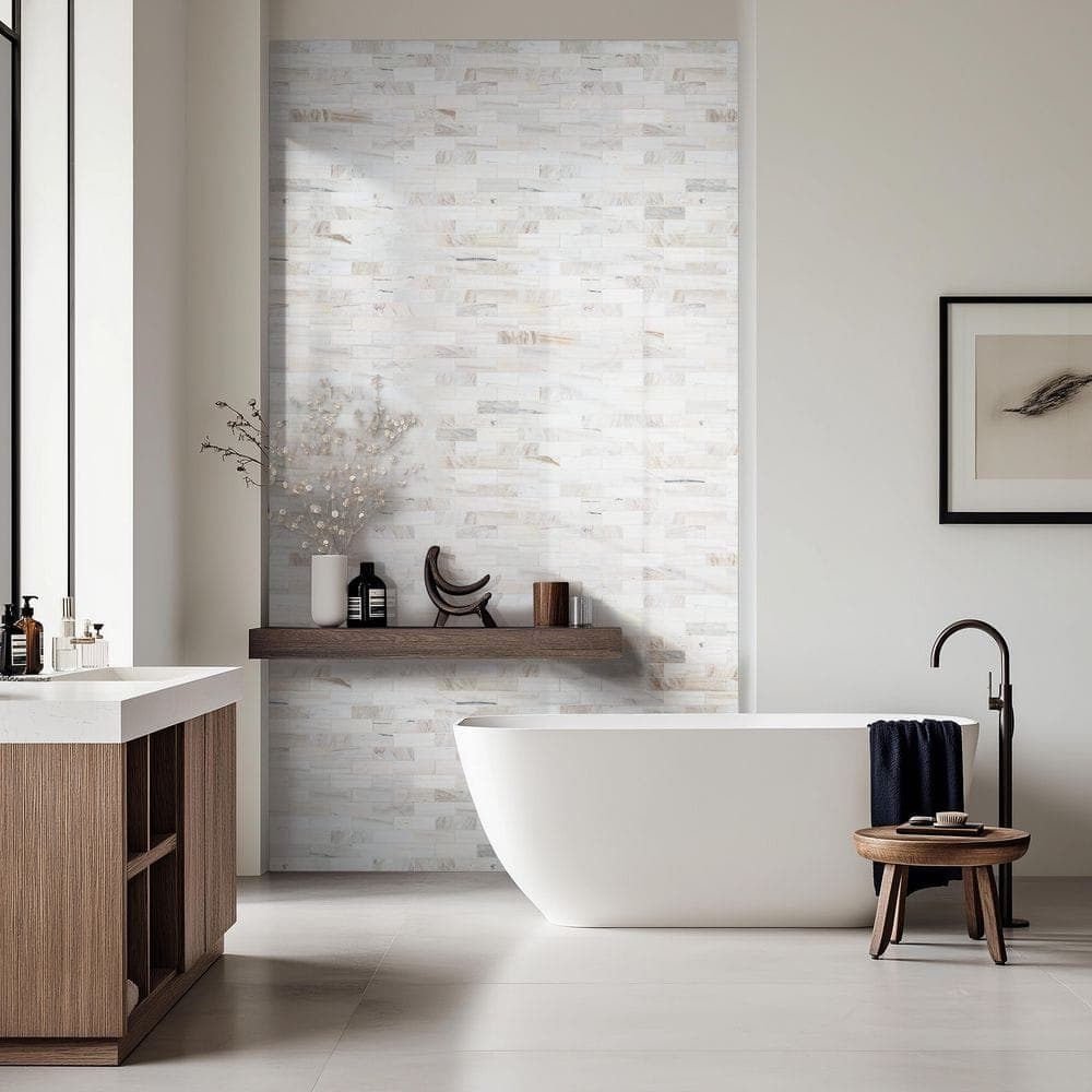 MSI Angora Subway 12 in. x 12 in. x 0.38 in. Polished Marble Mesh-Mounted Mosaic Floor and Wall Tile (0.97 sq. ft./Each) (3)