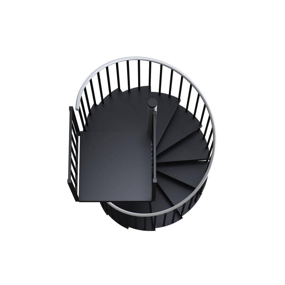 Mylen STAIRS Reroute Prime Interior 60in Diameter, Fits Height 110.5in - 123.5in, 2 36in Tall Platform Rails Spiral Staircase Kit (3)